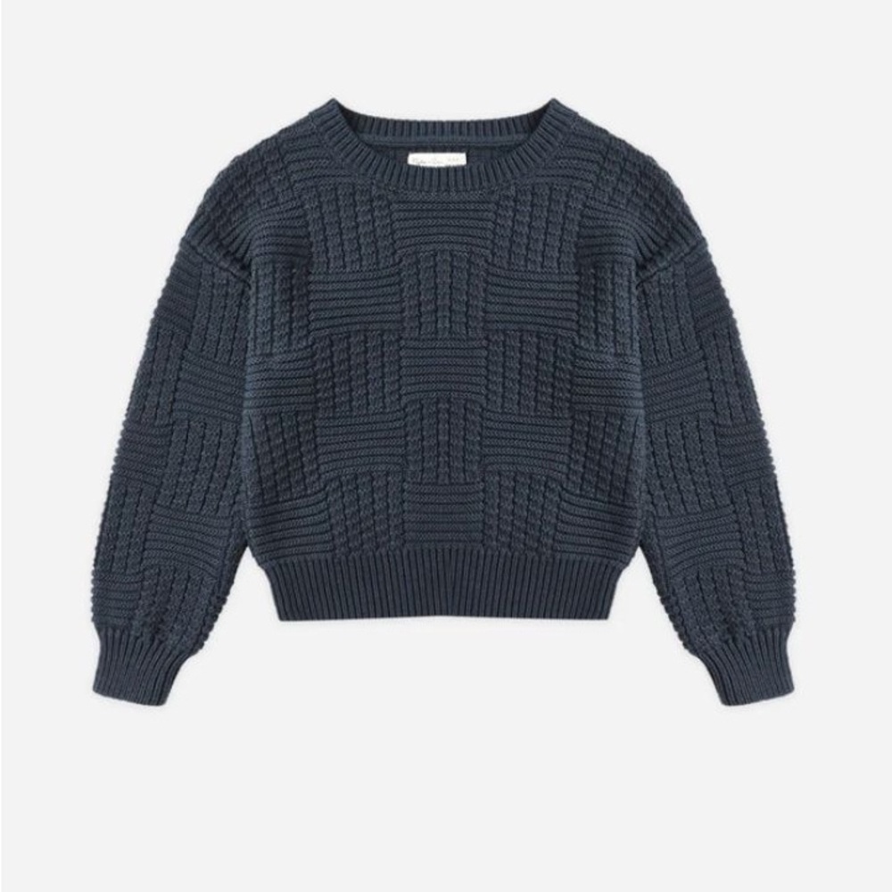 Rylee + Cru Textured Checker Knit Sweater - Navy